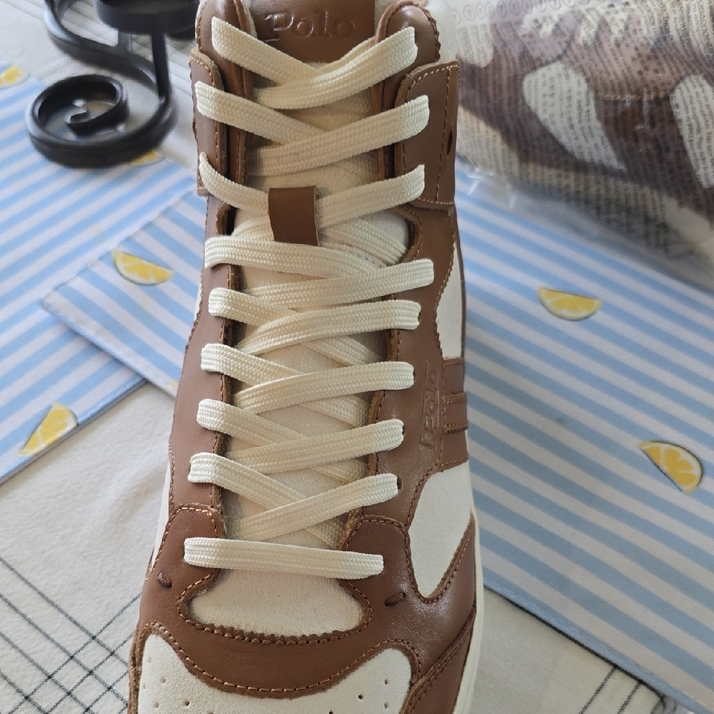 Polo by Ralph Lauren Women's Brown and White Sneakers